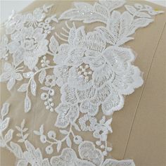 super exquisite floral embroidery lace applique in off white color with clear sequin , gorgeous for wedding applique, bridal applique bodice Price is for one piece or one pair as you choose Gorgeous for wedding applique, bridal veil application, wedding stuffs Fitted Lace Wedding Dress With Floral Applique, Pink Green Wedding, Wedding Applique, Embroidery Wedding, Bridal Applique, Wedding Dress Belt, Lace Bridal Gown, Bridal Belt, Luxury Bridal