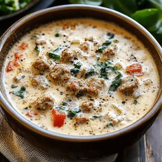 Ina Garten Creamy Parmesan Italian Sausage Soup, Sausage Soup With Spinach, Sausage Cream Soup, Soup Using Smoked Sausage, Creamy Italian Sausage Parmesan Soup, Italian Sausage Soup With Spinach, Creamy Parm Italian Sausage Soup, Italian Sausage And Gnocchi Soup, Slow Cooker Italian Summer Soup