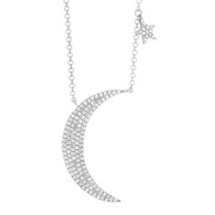 "14kt gold, total weight approx. 2.5 grams, Single-cut round diamonds total weight 0.28 ct. G-H color, SI2 clarity. GIA standards Crescent moon and star necklace is the perfect statement necklace for any occasion & has just the right amount of bLing. This necklace is currently available in your choice of 14k yellow, white or pink gold and comes on an adjustable 16\" --> 17\" --> 18\" cable chain with barrel clasp. **Specifics** 14kt gold, total weight approx. 2.5 grams Single-cut round White Crescent Diamond Jewelry, Celestial Diamond White Jewelry, Celestial White Gold Diamond Jewelry, Celestial White Gold Jewelry With Brilliant Cut, Celestial White Gold Diamond Necklace With Diamond Accents, White Diamond Celestial Jewelry, Celestial Style White Gold Jewelry With Single Cut Diamonds, Fine Diamond Moon Shaped Jewelry, Celestial White Gold Diamond Necklace