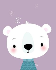 a polar bear wearing a sweater with snowflakes on it's head and eyes