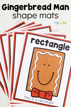 four gingerbread man shape mats with the text, rectangle this is a rectangle