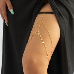 Sku CY-!124745 Material Alloy Feature Electroplated Occasion Vintage, Punk Type Thigh Chain Color Golden, Silver Thigh Jewelry, Legs Ring, Thigh Chain, Leg Chain, Chain For Women, Stretch Band, Stretch Bands, Belly Chain, Chain Anklet