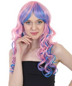 What We Love: Product Details: Cap Construction: Capless Fiber: Non-Heat Resistant Synthetic Age Range: Appropriate for all ages Fit: Adjustable lining to fit all head types - Adults and Kids Care Instructions: Easy to wash, use a mild shampoo and cold water Color: Pink and Blue Loose Curls With Bangs, Curls With Bangs, Rave Candy, Kids Wigs, Halloween Wigs, Mild Shampoo, Cosplay Halloween, Autumn Street Style, Loose Curls