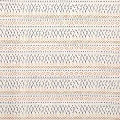 a beige and blue rug with lines on it