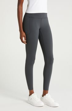 These performance leggings feature a high waist for smoothing coverage and two side patch pockets to keep your essentials secure through your activities. Pull-on style Front patch pockets UPF 50+ sun protection 80% nylon, 20% polyester Machine wash, line dry Imported Sporty Activewear With 5-inch Inseam And Side Pockets, Workout Activewear With 5-inch Inseam And Side Pockets, Functional Full-length Tights With Pockets, Sporty Yoga Pants For Outdoor Activities, Stretch Activewear With Functional Pockets For Outdoor Activities, Mid-rise Compression Leggings With Pockets, Functional Midweight Go-dry Leggings, Full-length Sports Activewear With Pockets, Full Length Sports Activewear With Pockets