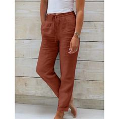 Season:Summer,Spring; Fabric:Cotton And Linen; Gender:Women's; Style:Casual,Basic; Elasticity:Micro-elastic; Occasion:Street,Daily Wear; Fit Type:Regular Fit; Function:Soft,Breathability; Waistline:High Waist; Pattern:Plain; Design:High Cut,Elastic Drawstring Design,Pocket; Pants Type:Chinos,Pants Trousers; Front page:FF; Listing Date:04/12/2024; Production mode:External procurement; Length:; Waist:; Pants Length:Long Chino Pants Women, Design Pants, Womens Chinos, Loose Trousers, Spring Fabric, Linen Pants Women, Plain Design, Type Of Pants, Pants Length