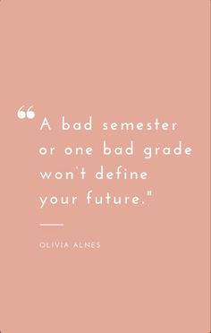 a pink background with the words, a bad somerset or one bad grade won't defend your future