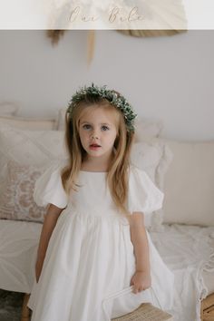 Simple Flower Girl Dresses, Ivory Flower Girl, Ivory Flower Girl Dresses, White Flower Girl Dresses, Ivory Flowers, Bow Clip, Ivory Dresses