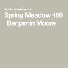 the words spring meadow 48 and benjamin moore are in white on a gray background