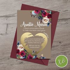 wedding card with gold foil heart and flowers