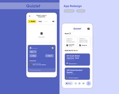 two screens showing the user's application for an app design, one is blue and the