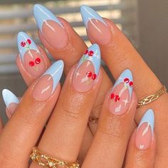 Nail Art Funky, Kutek Disney, Cherry Nails, Colorful Nails, Her Nails, Minimalist Nails, Fire Nails, Dream Nails