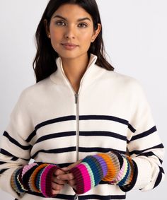 Add some fun and warmth to your winter style with the Superfine Stripe Arm-warmers. The bright stripes are statement-making, and bring a smile to a cold day. Sizing: One size fits most Materials: 55% recycled polyester, 40% nylon, 5% woolLength: 14.5 in.Made in: China Bright Stripes, Interesting People, Beach Home, Silk Scarves, Winter Style, Cold Day, 100 Years, Arm Warmers, Some Fun