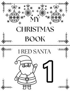 a christmas book with the number one on it and an image of santa claus in front