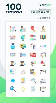 the flat icon set includes icons such as people, books and other things to use