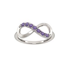 This gorgeous sterling silver Amethyst infinity right hand ring is the perfect way to finish any outfit. Click on this JEWELRY & WATCHES GUIDE to learn about fit, styles, materials and more! This gorgeous sterling silver Amethyst infinity right hand ring is the perfect way to finish any outfit. Click on this JEWELRY & WATCHES GUIDE to learn about fit, styles, materials and more! FEATURES Width: 2 mm Shank style: traditional Band fit: comfort fit Metal: sterling silver Plating: rhodium Finish: po Silver Infinity Birthstone Ring, Infinity Ring With Birthstone, Elegant Silver Infinity Birthstone Ring, Infinity Birthstone Rings, Amethyst Stackable Rings For Anniversary, Anniversary Stackable Amethyst Rings, Right Hand Ring, Right Hand Rings, Hand Ring