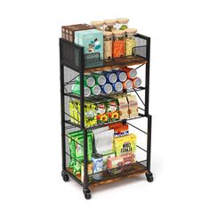 This cart features two layers of wire mesh laminates in the middle, with each layer capable of supporting items weighing up to 40lbs without deforming. The tilted angle allows for convenient placement of bottled mineral water and beverages, and it can also be used in the kitchen for easy access to fruits and vegetables. Additionally, the iron wires around the two sides prevent items from rolling down, providing added security and stability. 17 Stories | 17 Stories Valkyrie Rolling Kitchen Cart w Bathroom Cart, Cart Organizer, Snack Cart, Rolling Kitchen Cart, Plank Table, Snack Organizer, Drink Cart, Rolling Storage Cart, Snack Storage