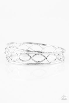 Featuring serrated textures, mismatched silver bangles stack across the wrist for a casual look. Sold as one set of three bracelets Stacked Bangles, Jewelry Images, Paparazzi Accessories, Silver Bangle Bracelets, Paparazzi Jewelry, Metal Bracelets, One Set, Silver Bangles, Casual Look