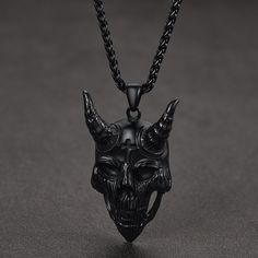 the skull was considered a repository of sacred power that immunizes a person from the forces of evil and gives him health and prosperity. Evil devil demon horn skull design, Gothic style, Cool necklace jewelry. This skull goat necklace is a perfect gift for men.  SPU:TP12483  Collection:Religious  Materials: Stainless Steel  Pendant Length: 5.3 cm  Pendant Width: 3.2 cm  Chain Length: 50+5 cm(20+2 inches)  Clean it with a soft dry cloth.  Keep away from water and chemicals.  Avoid wearing it wh Cool Necklace, Nordic Vikings, The Forces Of Evil, Pendant For Men, Viking Symbols, Norse Vikings, Gothic Skull, Skull Necklace, Creating Jewelry