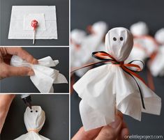 instructions to make a paper towel ghost for halloween