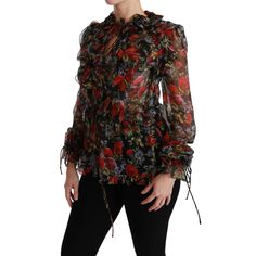 DOLCE & GABBANA Gorgeous brand new with tags, 100% Authentic Dolce & Gabbana Top. Model: Long Sleeve Blouse Material: 100% Silk Color: Black floral roses print Logo details Made in Italy Silk Long Sleeve Blouse, Roses Print, Blouse Silk, Printed Silk Blouses, Blouse Material, Dolce E Gabbana, Rose Print, Dolce & Gabbana, Top Model