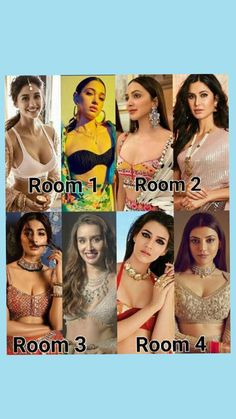 many different pictures of women wearing bras and necklaces with the words room 1, room