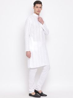 VASTRAMAY White Pure Cotton Chikankari Kurta Pyjama Baap Beta Set Create a timeless bond with this beautiful white pure cotton chikankari kurta pyjama set for baap (father) and beta (son) from VASTRAMAY. Featuring intricate chikankari embroidery and comfortable cotton fabric, this set is perfect for festive occasions, weddings, or even a coordinated family look for any special event. Key Features White pure cotton fabric for breathability and comfort Intricate chikankari embroidery for a touch o Cotton Chikankari Kurta, Chikankari Kurta, Chikankari Embroidery, Kurta Pyjama, Cotton Kurta, Cotton Bottoms, Kurta Set, Pyjama Set, Top Fabric