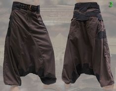 Vimana Pants ~ apocalyptic steampunk sarouel Harem pantalon Black Steampunk Bottoms For Festival, Swtor Fashion, Fantasy Pants, Apocalyptic Steampunk, Black Evergreen, Military Inspired Fashion, Diy Pants, Larp Costume, Wheel Design