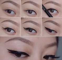 Eyeliner Glitter, Eyeliner Hacks, Eyeliner For Beginners, Make Up Tutorials, Makeup Tutorial Step By Step, Perfect Eyeliner, Eyeliner Styles, Eye Liner Tricks