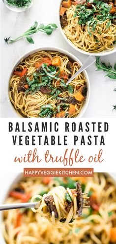 balsamic roasted vegetable pasta with edible oil is an easy and healthy dinner that's ready in under 30 minutes