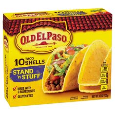 old el paso tortillas are on display in a cardboard box with the lid open