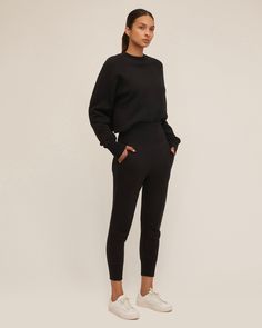 With its exaggerated high ribbed waistband, our So High Waisted Sweatpants is as flattering as you can get in lounge bottoms. Pair them with your favorite crop top or for an additional styling option, fold the extra high waist band down. High-waist fit Ribbed trim at waistband and hem Functional front slant pockets French Terry loop-back interior Inseam: 27” on size 2 100% Cotton Model is 5'10 and wearing a size S. This style runs true to size. We would recommend taking your regular size. Ribbed Athleisure Yoga Bottoms, Athleisure Ribbed Yoga Pants, High Stretch Ribbed Athleisure Pants, Athleisure Yoga Ribbed Pants, Versatile Fitted Loungewear Bottoms, Versatile Fitted Lounge Bottoms, Versatile Fitted Bottoms For Lounging, Sporty Relaxed Fit Cropped Bottoms, Versatile Cropped Bottoms For Loungewear