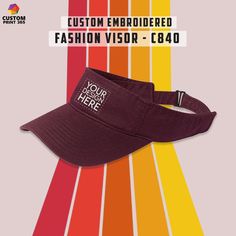 A custom embroidered 3-panel visor cap is a stylish and practical accessory that features a visor extending from the front panel to provide shade and sun protection for the face. This type of cap is designed with three separate panels of fabric that converge at the top, creating a streamlined and comfortable fit. The customization comes from the ability to embroider designs, logos, text, or artwork directly onto the fabric of the cap, adding a personalized and unique touch. Whether for promotional purposes, team branding, or personal fashion statements, these caps combine functionality and customization for a versatile headwear option. Product Attributes This 3-panel visor is enzyme washed for a lived-in look. The self-fabric sweatband folds down for easy decoration access. Port Authority® Types Of Caps, Team Branding, Custom Caps, Albany Ny, Visor Cap, Personalized Logo, Fashion Statements, Port Authority, Custom Monogram