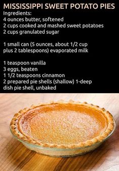 a pie with instructions for how to make it