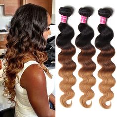 Julia Ombre Brazilian Hair Body Wave 3Pcs/pack Three Tone Ombre Brazilian Human Hair 16"-26" Inches Brazilian Ombre Body Wave Weaves Trip Hairstyles, Black Hair Ombre, Body Wave Weave, Best Ombre Hair, Angled Bobs, Body Wave Weave Hairstyles, Long Weave, Brazilian Human Hair Weave, Brown Ombre Hair