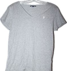 Ralph Lauren Casual V-neck Top, Ralph Lauren V-neck Casual Top, Ralph Lauren Tshirt, Lauren Gray, Ralph Lauren Logo, Ralph Lauren Tops, Light Grey, V Neck T Shirt, Colorful Shirts