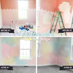 the process of painting a room with pastel colors