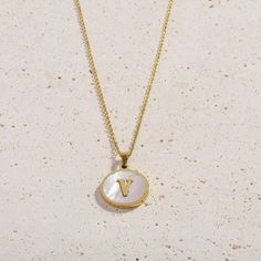 Shell Letter Necklaces 2.0 - Cali Tiger Elegant Gold Necklaces With Letter Print, Elegant Gold Necklace With Letter Print, Personalized Gold Necklace With Letter Print, Gold Necklaces With Letter Print For Anniversary, Personalized Gold Letter Print Necklace, Gold Initial Necklace With Letter Print As Gift, Trendy Initial Necklace For Mother's Day Gift, Initial Pendant Necklace With Letter Print For Gift, Letter Print Initial Pendant Necklace As Gift