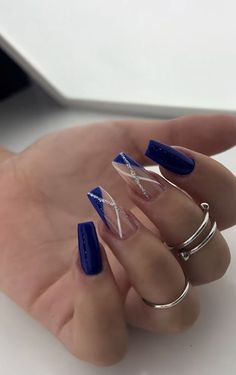 Elegant Touch Nails, Quinceanera Nails, Blue Acrylic Nails, Glamour Nails, Nails Design With Rhinestones