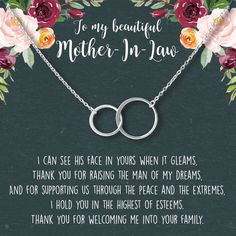 Mother-In-Law Necklace: Mother-In-Law, Mother-In-Law Gift, Mother-In-Law Necklace, To My Mother-In-Law Card, Funny, 2 Asymmetrical Circles, Silver Gf Ideas, Collar Rosa, Sister Of The Groom, Boyfriend Necklace, Diamond Cross Necklace Gold, Dear Ava, Aunt Niece, Couple Ideas, Bride Necklace