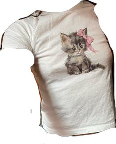 Cute Fitted Tops With Cartoon Print, Hello Kitty Print Y2k Crew Neck Top, Y2k Hello Kitty Print Crew Neck Top, Y2k Crew Neck T-shirt With Cat Print, Fitted White T-shirt With Cat Print, Y2k Hello Kitty Print Short Sleeve Tops, Trendy Short Sleeve Top With Cat Print, White Cat Design Tops For Streetwear, White Cat Design Top For Streetwear