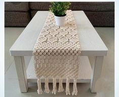 A beautiful macrame table runner completely hand made with love. Runner Macrame, Model Tas, Coffee Table Runner, Macrame Runner, Bohemian Table, Boho Table Runner, Macrame Table, Macrame Table Runner, Makramee Diy