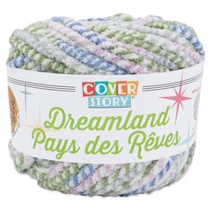 the cover story dreamland pays des rives yarn is multicolored and has a white