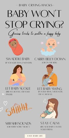 Baby won't stop crying? Try these baby crying hacks right now, and thank me later! :-) These tricks are perfect for first-time moms and dads or when baby cries all day long. If your newborn baby is crying, has tummy pain or even colic, these are ways to calm your infant. Soothe older babies, too. 

Must-know baby care tips, baby help, baby basics, newborn baby tips, baby advice, new mom tips. What To Do With Newborn, Newborn Hacks Tips, First Time Mom Tips Parenting, Newborn Tips And Tricks, Holistic Baby Care, Infant Hacks, Newborn Tips New Moms, Circumcision Care Newborn, Infant Tips