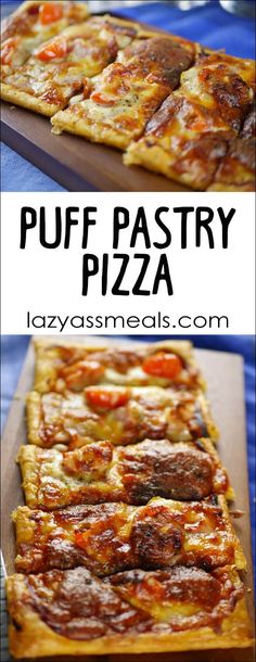 the homemade puff pastry pizza is ready to be eaten