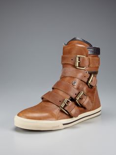 Leather Buckle Strap High Tops by Just Cavalli at Gilt Shoe Closet, Just Cavalli, Leather Buckle, Winter Shoes, Sneaker Shopping, Shoe Game, Vivienne Westwood, Boots Men, Leather Men