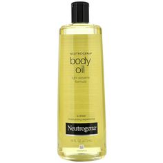 Neutrogena Body Oil, Light Sesame Formula, Original 16fl oz (473 ml) The Sensual Moisturizer® Experience Neutrogena Body Oil.  Its light sesame formula glides on easily to moisturize dry skin.  It's so sheer it vanishes into shower-damp skin leaving soft and silky, with a radiant, healthy glow.  No moisturizer can touch this experience.   After Shower or Bath:  While skin is still damp, smooth on a few drops to help seal in moisture.  Then treat yourself to a few pampering minutes while your body dries naturally, or simply pat dry with a towel. In the Bath:  Add to water and soften your skin while you bathe.   Item #  066134 Neutrogena Body Oil, Moisturizing Body Oil, L Tyrosine, Oil Light, Diy Beauty Hacks, Moisturizer For Dry Skin, Healthy Glow, Massage Oil, Body Massage