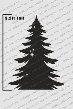 a black and white christmas tree with stars on it