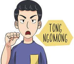 a man with his fist up in front of a sign that says tongg nomong