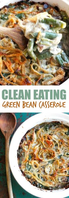 an image of green bean casserole with text